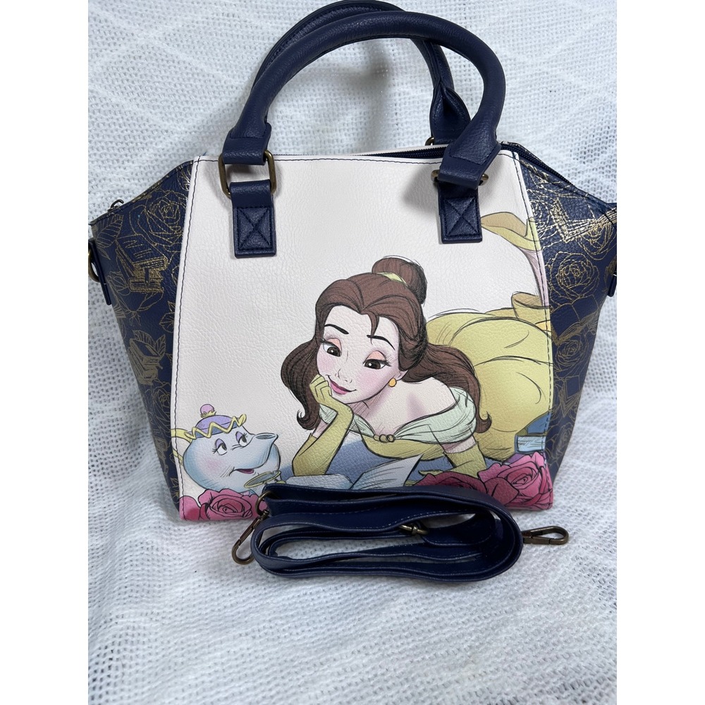 Disney Satchel Women Navy Belle Mrs Potts Crossbody Rose Gold Excellent